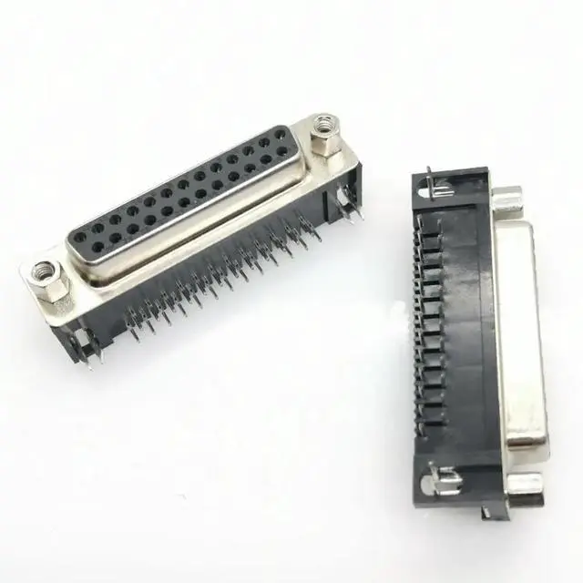 Alt view image 6 of 6 - 10Pcs DB25 female DR25 male D-sub Right Angle PCB Mount Double Row Pins Electrical Connector Socket With Screw Nuts