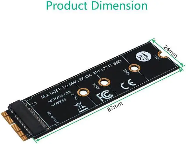 Alt view image 3 of 6 - M.2 NVME SSD Convert Adapter Card for Upgrade MacBook Air (2013-2017)