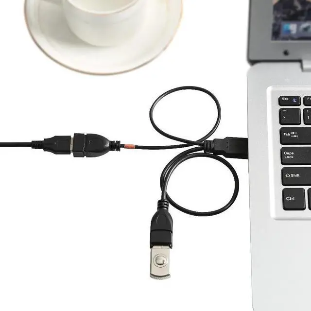 Alt view image 4 of 6 - USB 2.0 A Male to Dual USB Female Data Hub USB Splitter Cable USB Charging Power Adapter Cable Extension for Laptop
