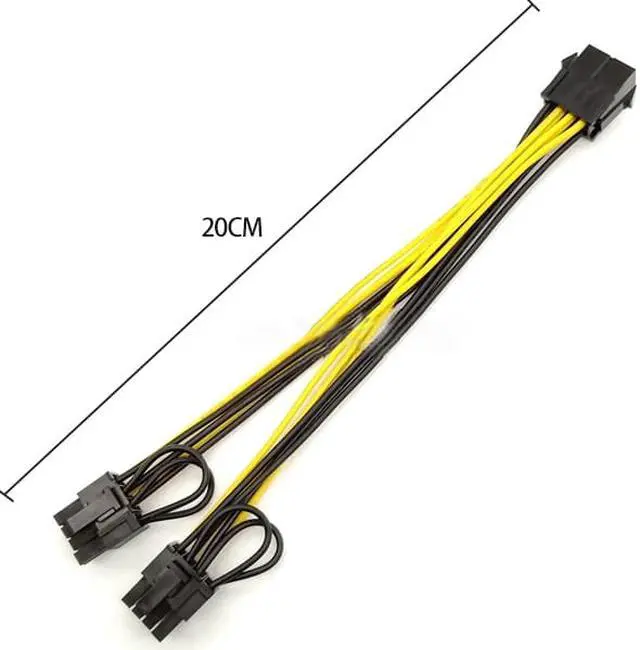 Alt view image 2 of 5 - PCI-Express PCIE 8 Pin To Dual 8 (6+2) Pin VGA Graphic Video Card Adapter Power Supply Cable 8 Inches