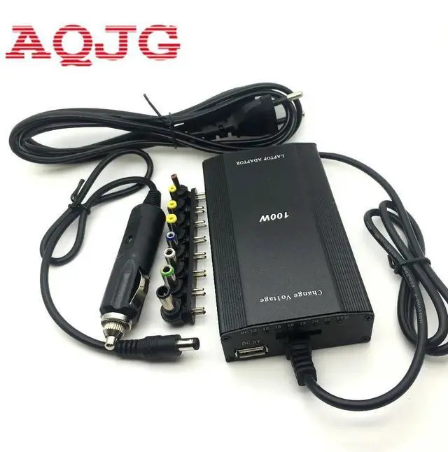 Main image of Metal Universal Adapter for Laptop In Car DC Charger Notebook AC Adapter Power Supply 100W  with cigarette lighter Ac cable