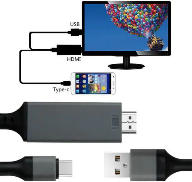 Alt view image 3 of 6 - 2 in 1 USB-C Type C To HDMI-compatible Cable 4K*2K HD Video Audio Charging Adapter For Samsung Galaxy Note 8 LG G6 G5 V20