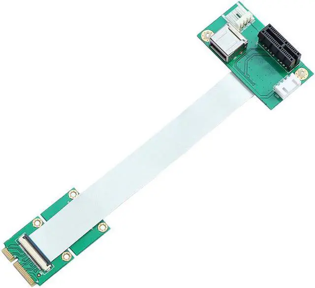 Alt view image 5 of 6 - Add On Cards Mini PCI-E to PCI Express 1X Adapter Riser Extension Cord Mini PCIE to PCIE X1 USB 2.0 Card Riser FFC Cable