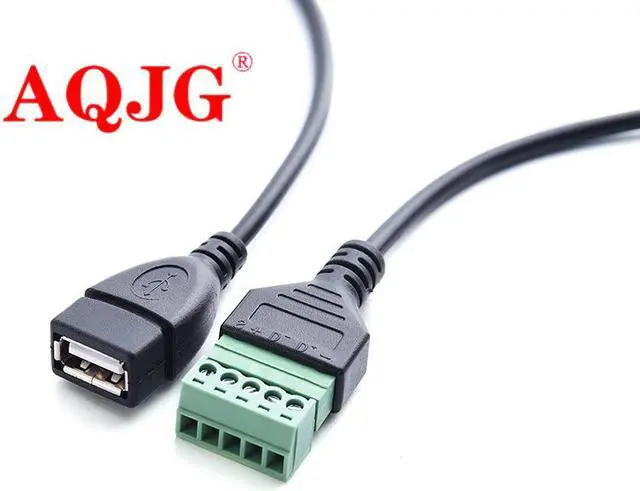 Alt view image 4 of 4 - USB female screw terminal wiring usb2.0 female seat solderless plug data signal transmission charging adapter cable
