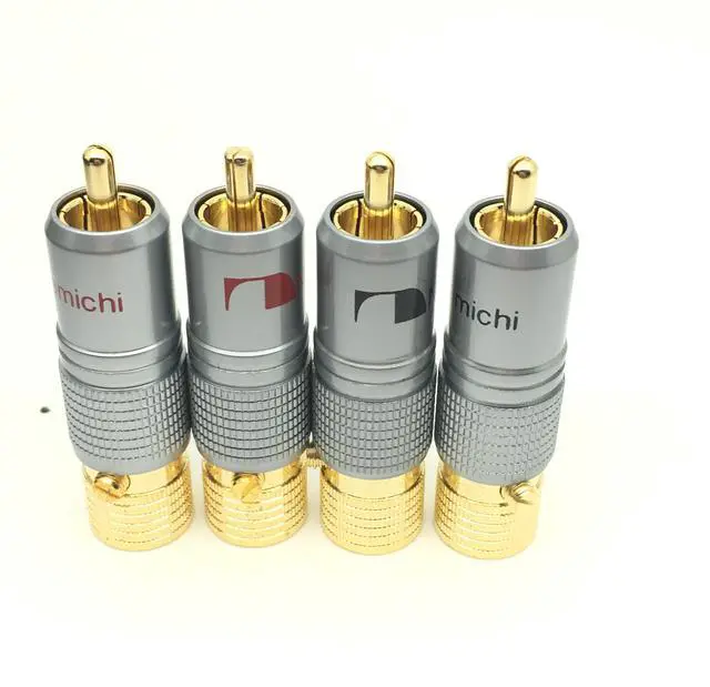 Alt view image 5 of 6 - 4pcs NAKAMICHI 10mm Gold Plated RCA Plug Locking Non Solder Plug RCA Coaxial Connector Socket Adapter factory