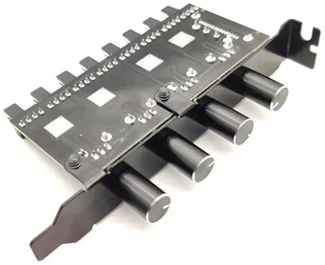 Alt view image 3 of 6 - Extension Cable Splitter Adapter Controller 8 Channels 4 Knobs CPU Cooler PC Case Cooling Fan Speed Controller PCI Bracket