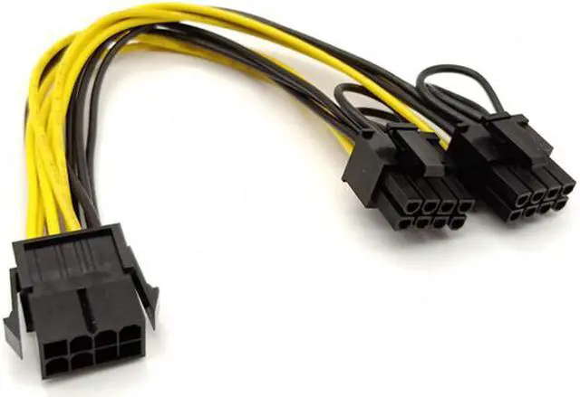 Alt view image 3 of 6 - PCI-Express PCIE 8 Pin to Dual 8 (6+2) Pin VGA Graphic Video Card Adapter Power Supply Cable 8 Inches 20cm