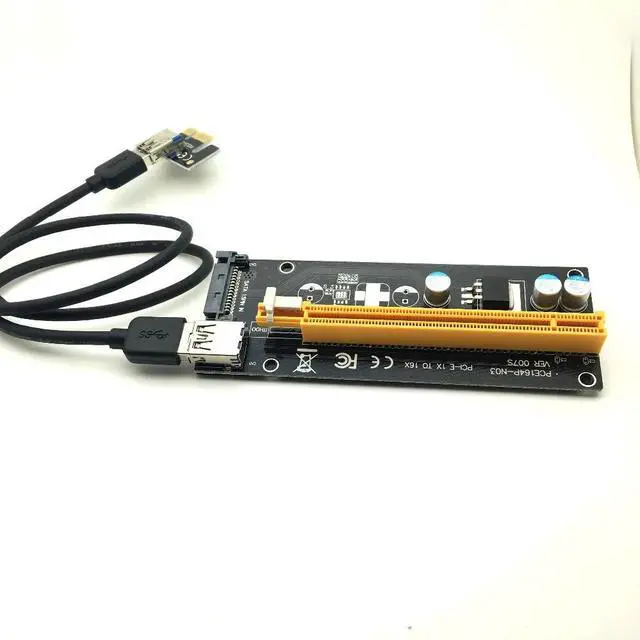 Alt view image 2 of 5 - 2017  60CM PCI Express PCI-E 1X to 16X Riser Card Extender PCIE Adapter + USB 3.0 Cable & 15Pin SATA to 4Pin IDE Power Cord