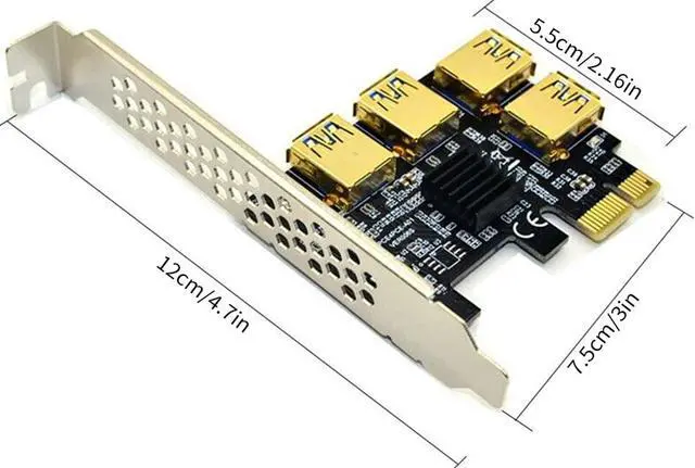 Alt view image 5 of 6 - PCIE PCI-E PCI Express Riser Card 1x to 16x 1 to 4 USB 3.0 Slot Multiplier Hub Adapter For Bitcoin Mining Miner BTC Devices