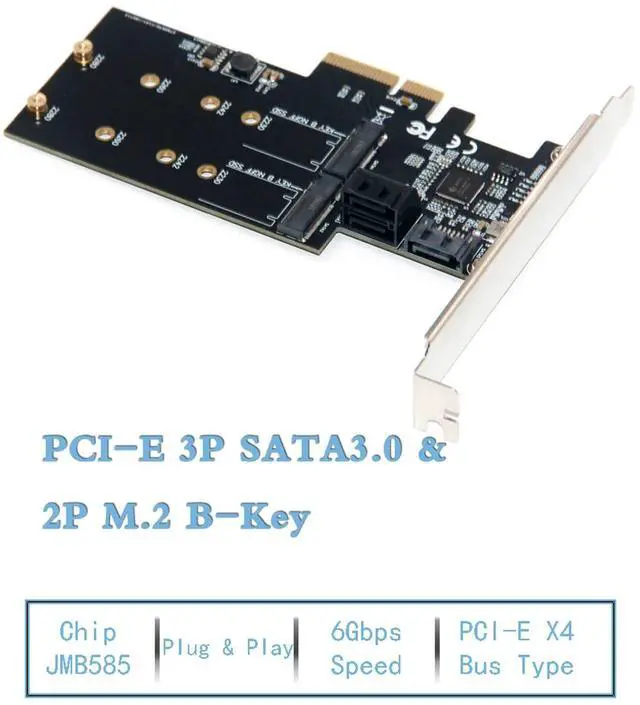 Alt view image 5 of 6 - SATA Raid Controller SATA Raid M.2 PCI Express Raid Card 2Port SATA3.0 6Gbps + 2Port M2 NGFF SSD B Key Support RAID0 RAID1 AHCI
