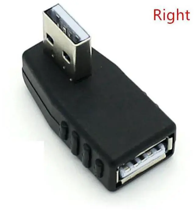 Alt view image 4 of 5 - 90 degree USB 2.0 A male to female Left and right angled adapter USB 2.0 AM/AF Connector for laptop PC Computer Black