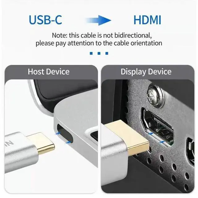 Alt view image 4 of 6 - 4K 60Hz USB-C USB 3.1 Type C to HDMI-compatible  Cable adapter with aluminum shell