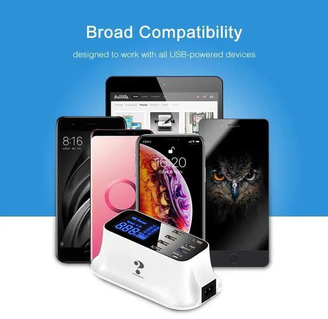 Alt view image 4 of 6 - 5V 2.4A 8 Port multi USB Charger LCD Digital Display Fast Quick Charge dock Charging Station Adapter For iPhone Tablet EU UK