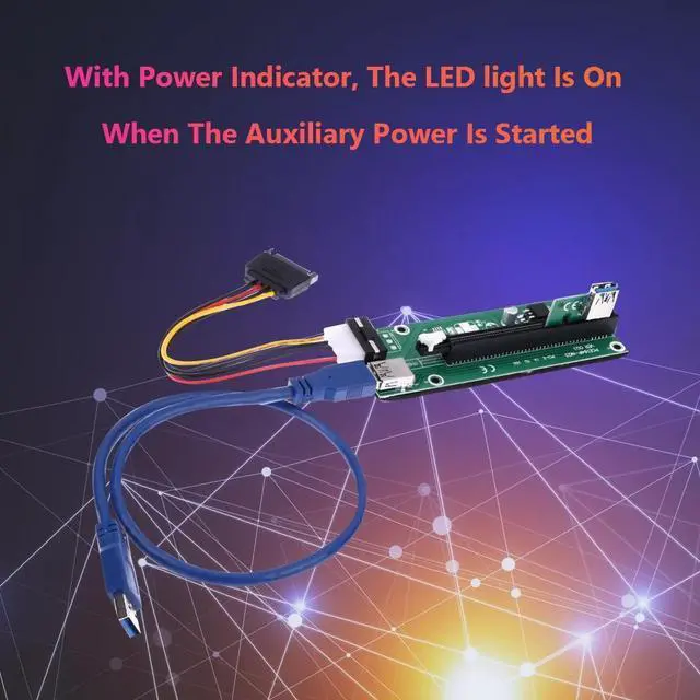 Alt view image 4 of 6 - PCI-E Graphics Card Riser USB3.0 Cable PCI-E 1X to 16X Extender for GPU BTC