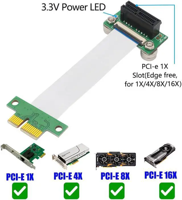Alt view image 2 of 6 - PCI e riser Extension Cable PCIe riser Adapter Card PCIe to PCI express 1x Extender Flexible PC Cable for Graphics Card