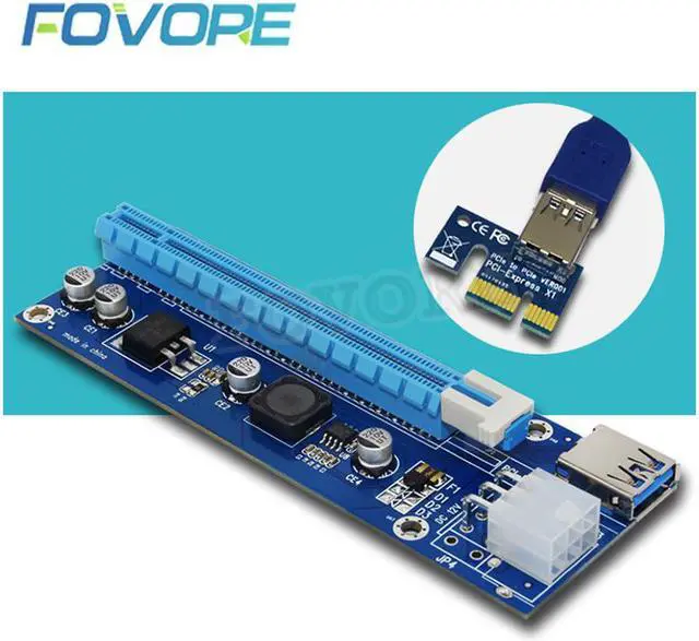 Alt view image 6 of 6 - PCIE Riser PCI-E 1X to 16X Riser Card 60CM USB 3.0 PCI Express SATA to 6Pin Power Cable for BTC Bitcoin Mining Antminer Miner