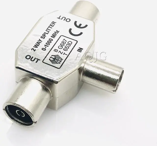 Alt view image 3 of 6 - 1pc TV9.5 1 Male 2 Female TV Antenna Plug Tee Conversion Cable Joint Adapter for 9.5 interface Video Equipment Connector