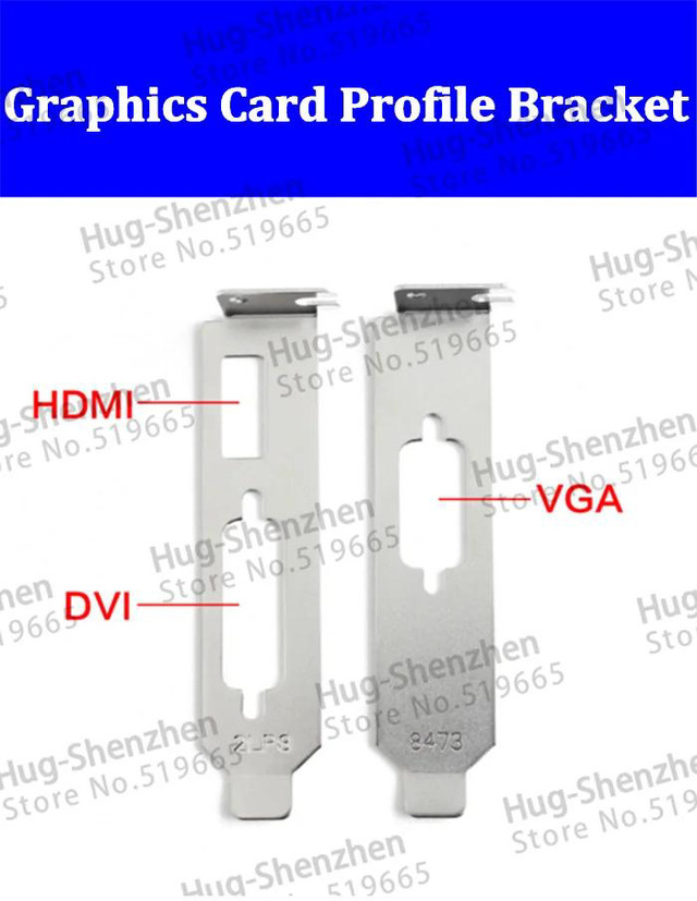 Low Profile DVI + HDMI/DP Bracket For Half-Height Video Cards - New