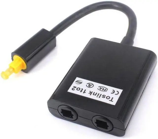 Alt view image 3 of 3 - Digital Optical Audio Splitter 2 Way SPDIF Toslink Splitter 1 input 2 Output Optical Splitter adapter Speakers Hub box DVD