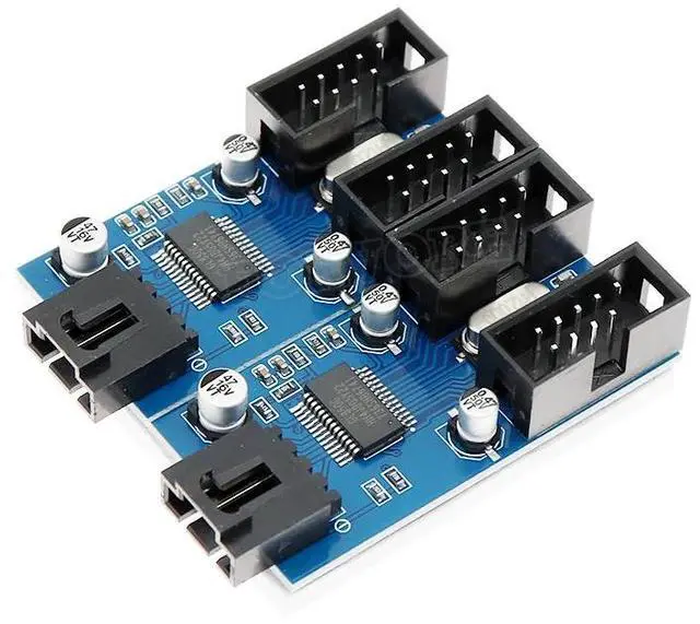 Alt view image 2 of 6 - 9Pin USB Header 1 To 4 Ports 9P male Extension Cable Desktop Motherboard 9-pin 1 To 4 Port Multiplier Card HUB Adapter