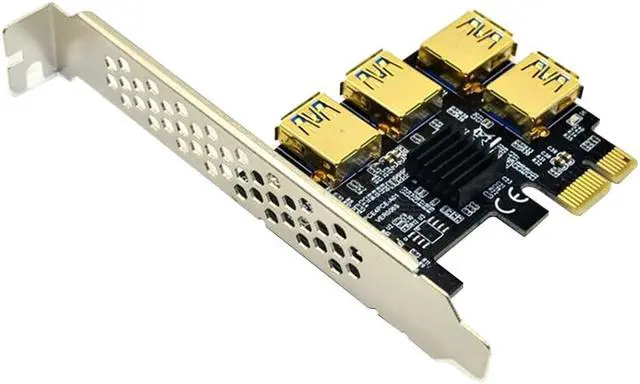 Alt view image 4 of 6 - PCIE PCI-E PCI Express Riser Card 1x to 16x 1 to 4 USB 3.0 Slot Multiplier Hub Adapter For Bitcoin Mining Miner BTC Devices