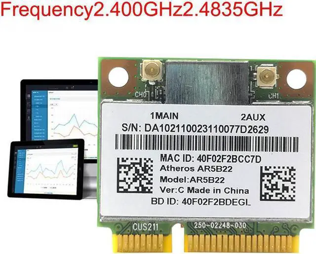 Main image of Atheros AzureWave AR9462 AR5B22 WB222 Half Mini PCIe Wireless 300Mbps+Bluetooth4.0 Card WLAN Wifi Y0R4 S0K9