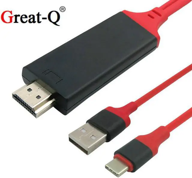 Alt view image 2 of 6 - 2 in 1 USB-C Type C To HDMI-compatible Cable 4K*2K HD Video Audio Charging Adapter For Samsung Galaxy Note 8 LG G6 G5 V20