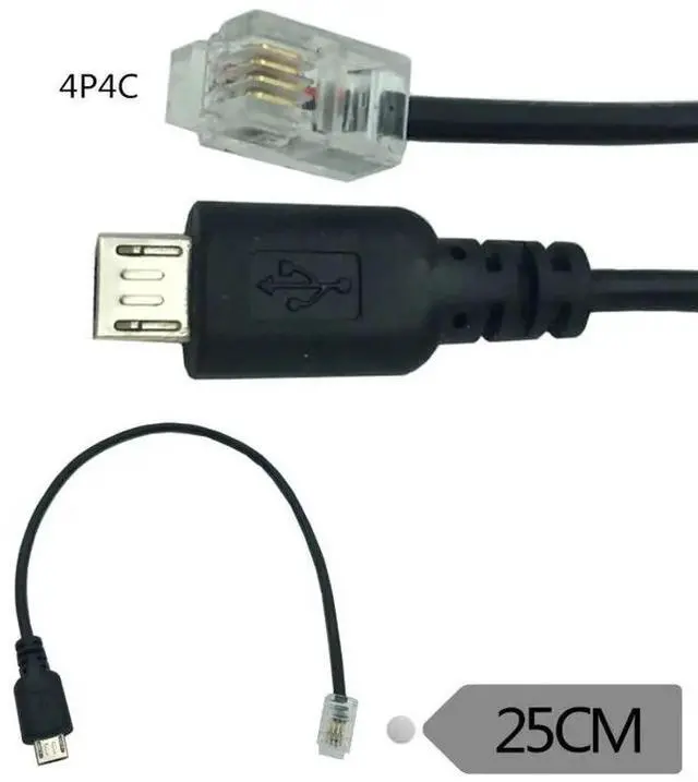 Main image of Extension Cable Adapter USB micro Male to RJ9 4P4C male Converter Wire for  0.25m