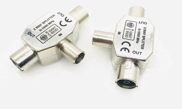 Alt view image 6 of 6 - 1pc TV9.5 1 Male 2 Female TV Antenna Plug Tee Conversion Cable Joint Adapter for 9.5 interface Video Equipment Connector