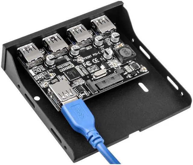 Alt view image 3 of 6 - PCI-E to USB 3.0 PC Front Panel USB 3 Expansion Card PCIE USB3 Adapter 3.5" Floppy USB3.0 Front Panel Bracket PCI Express Riser