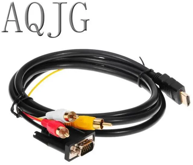 Alt view image 6 of 6 - 1pcs 1.5M 5FT Male HDMI to VGA HD15 + 3RCA Video/Audio AV Cable Golden Plated Adapter Connector Converter HD 1080p For HDTV