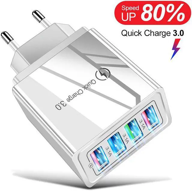 Main image of 5V 3A USB Charger Fast Charging Quick Charge 3.0 4.0 EU/US Fast Charger QC 3.0 4 Ports USB Phone Charger Tablet Charge Adapter