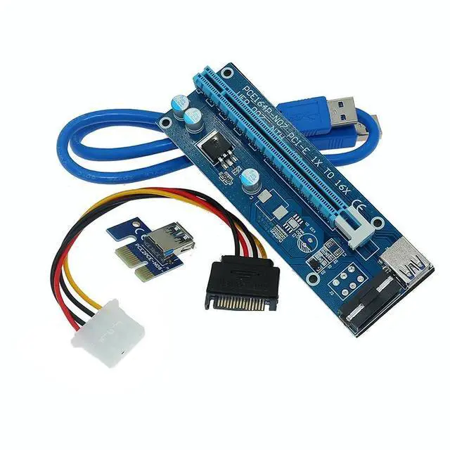 Main image of PCI-E PCIE PCI Express 1X To 16X With 4pin Extension Riser Card With USB3.0 Adapter Cable 60cm For GPU Miner Riser