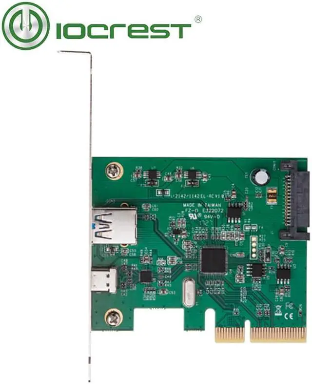 Alt view image 2 of 5 - IOCREST PCI Express to USB3.1 USB-C+ USB3.1 Type-A host controller card up to USB3.1 Gen-II 10Gbps supper speed+ ASM3142 Chipset