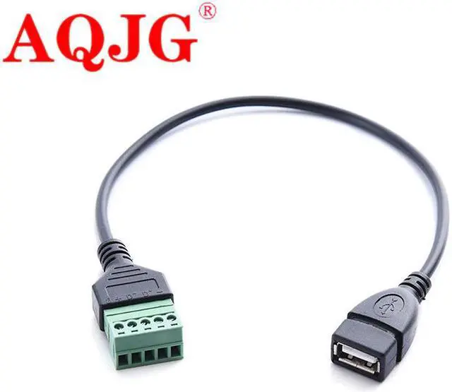 Alt view image 2 of 4 - USB female screw terminal wiring usb2.0 female seat solderless plug data signal transmission charging adapter cable