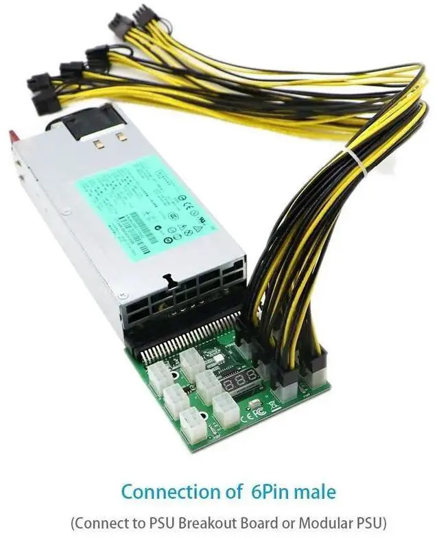 Alt view image 4 of 6 - 6 Pcs 6 Pin PCI-e To 8 Pin (6+2) PCI-e (Male To Male) GPU Power Cable 50cm For Graphic Cards Mining HP Server Breakout Board