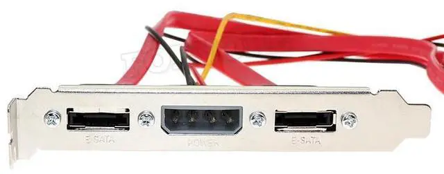 Alt view image 4 of 6 - Dual SATA to 2 Ports eSATA + 4 Pin IDE Power PCI Bracket Slot Cable