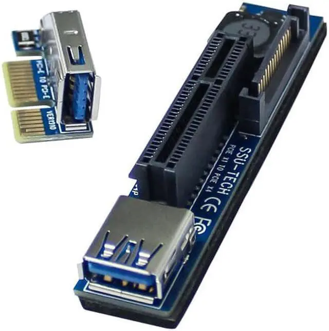 Alt view image 2 of 6 - PCI-E Extender PCI E 1X to 1X Riser USB 3.0 Cable SATA Power Working for Motherboard PCI-E x1 Slot Bitcoin Miner Antminer Mining