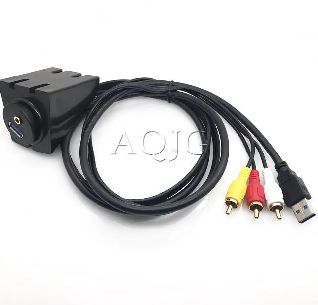 Alt view image 2 of 6 - 1m Car Dashboard Flush Mount Panel USB 3.0 3.5mm AUX RCA Extension Flush Mount Male to Female Cable Car Styling Dashboard