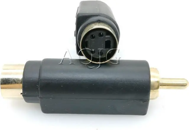 Alt view image 2 of 6 - S-video MINI DIN 4PIN Plug Female to AV RCA Plug male Audio extension Adaptor Gold Plated