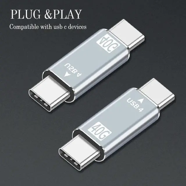 Alt view image 3 of 6 - USB 4.0 Type C Adapter USB C Male to Male Converter 40 Gbps Data Sync Adapter Type-C Extension Cable for Laptop Phone Tablet