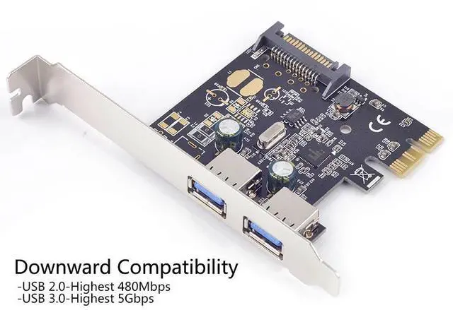 Alt view image 4 of 6 - USB PCI-e Adapter 2 Ports USB 3.0 to PCI-e expansion Card Adapter USB3.0 PCIe PCI express Converter