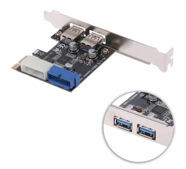 Alt view image 6 of 6 - 2 Ports PCI Express USB 3.0 Front Panel with Control Card Adapter 4-Pin & 20 Pin Brand