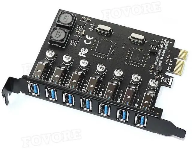 Alt view image 2 of 6 - USB PCIe adapter 7 port  USB 3 Hub PCI e adapter PCI express USB3 controller USB3.0 PCI-e expansion board card for Desktop