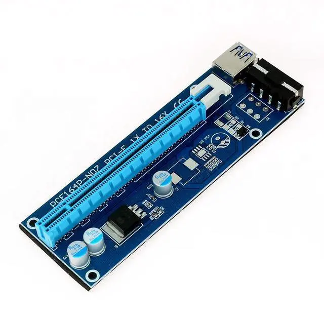 Alt view image 2 of 6 - PCI-E PCIE PCI Express 1X To 16X With 4pin Extension Riser Card With USB3.0 Adapter Cable 60cm For GPU Miner Riser