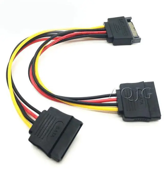 Alt view image 2 of 4 - Universal SATA 15Pin Male To 2 SATA 15 Pin Female 15Pin Power HDD Splitter Connector Cable for PC Computer Black 10pcs