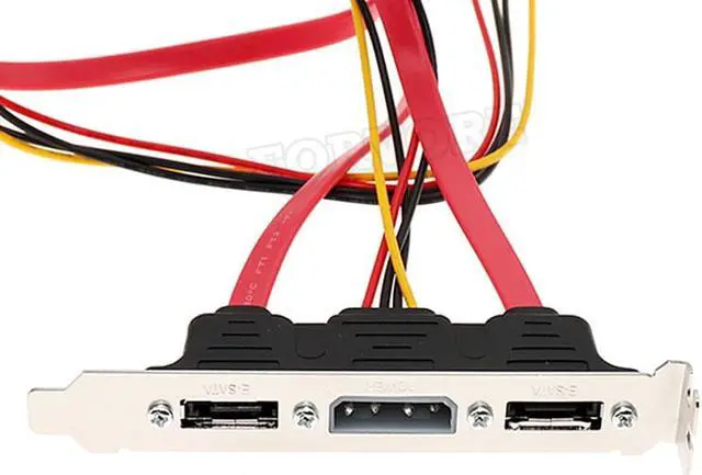Alt view image 2 of 6 - Dual SATA to 2 Ports eSATA + 4 Pin IDE Power PCI Bracket Slot Cable
