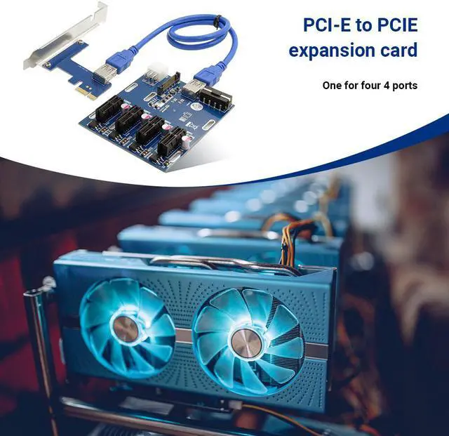 Alt view image 2 of 6 - PCI-E 1 to 4 PCI Express 1X Slots Riser Card Mini ITX to External 4 PCI-e Slot Adapter PCIe Port Multiplier Card