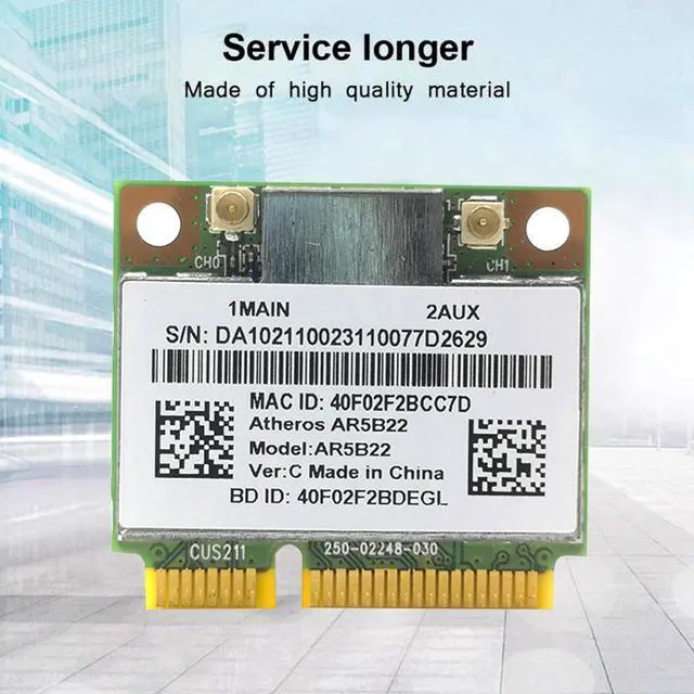 Alt view image 5 of 6 - Atheros AzureWave AR9462 AR5B22 WB222 Half Mini PCIe Wireless 300Mbps+Bluetooth4.0 Card WLAN Wifi Y0R4 S0K9