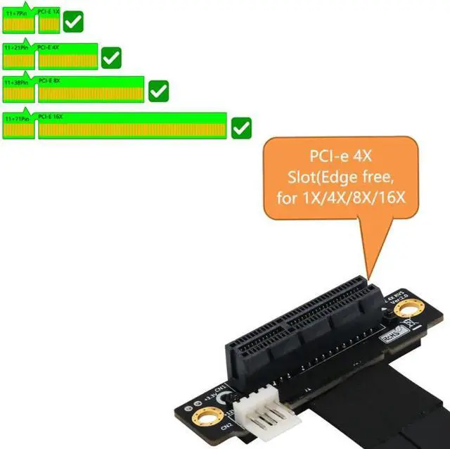 Alt view image 3 of 6 - Riser PCIe x4 3.0 PCI-E 4x To M.2 NVMe M Key 2280 Riser Card Gen3.0 Cable M2 Key-M PCI-Express Extension cord 32G/bps